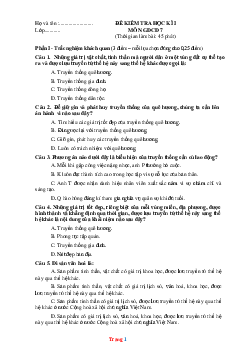Đề ôn thi HK1 môn GDCD 7 cánh diều (có đáp án)-Đề 3