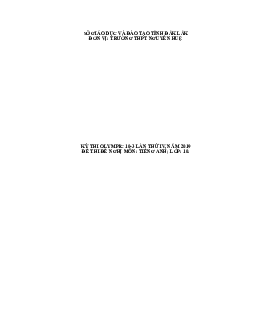 Đề thi Olympic 10 tháng 3 lần thứ 3 môn Tiếng Anh năm 2019 môn Tiếng Anh 10 THPT Nguyễn Huệ