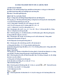 Chuyên đề dấu hiệu nhận biết tiếp tuyến của đường tròn