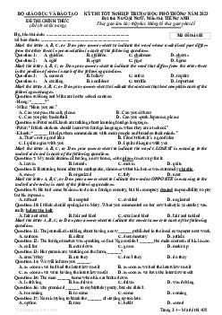 Đề thi chính thức và đáp án mã đề thi 408 môn Tiếng Anh THPT Quốc gia, Kỳ thi tốt nghiệp THPT 2023