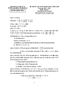 Đề học sinh giỏi huyện Toán 7 năm 2013 – 2014 phòng GD&ĐT Nho Quan – Ninh Bình