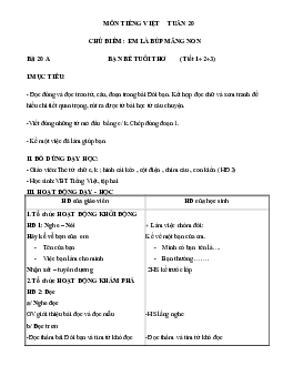Giáo án môn Tiếng Việt 1 - Tuần 20 | sách Cùng học để phát triển năng lực