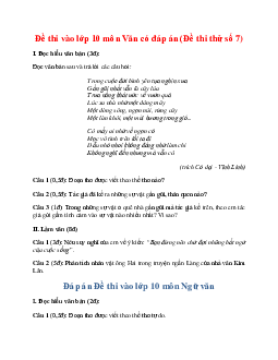 Đề thi vào lớp 10 môn Văn có đáp án (Đề thi thử số 7)