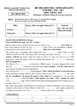 Đề thi chọn học sinh giỏi Tiếng Anh 8 huyện Thanh Oai 2016-2017 có đáp án