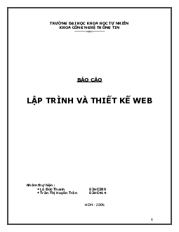 Báo cáo đồ án môn học Lập trình và thiết kế Web | Đại học Khoa học tự nhiên