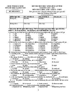 Đề thi chọn học sinh giỏi cấp tỉnh bắc ninh năm học 2010 - 2011 môn thi Tiếng Anh – Lớp 12 – THPT (có đáp án)