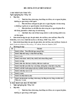 Đề cương ôn tập môn Lý sinh