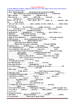 Chuyên đề 10: ARTICLES Tiếng Anh 9