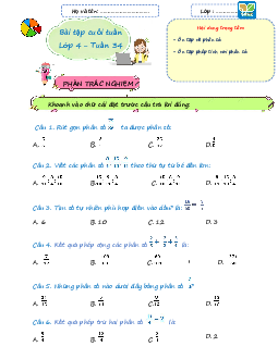 Giải Bài tập cuối tuần lớp 4 môn Toán Kết nối tri thức - Tuần 34