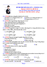 Đề Giữa Kì 2 Vật lý - Lớp 12 - Số 1