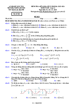 Đề giữa kì 1 Toán 11 năm 2023 – 2024 trường chuyên Nguyễn Tất Thành – Kon Tum