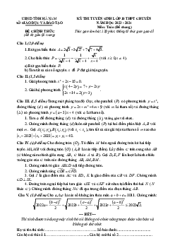 Đề tuyển sinh lớp 10 chuyên môn Toán (chung) năm 2023 – 2024 sở GD&ĐT Hà Nam