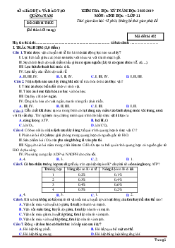 Đề thi học kỳ I năm học 2018-2019  môn sinh 11 Sở GD và ĐT Quảng Nam mã đề 402 (có lời giải)