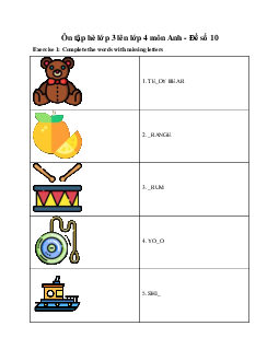 Ôn tập hè lớp 3 lên lớp 4 môn Anh - Đề số 10