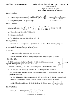 Đề khảo sát chất lượng Toán 9 tháng 9 năm 2021 trường THCS Tô Hoàng – Hà Nội