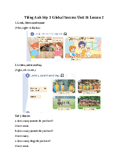 Tiếng Anh lớp 3 Global Success Unit 16 Lesson 2