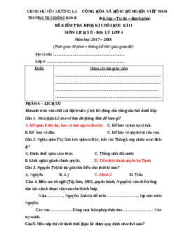 Đề thi học kì 2 môn Lịch sử - Địa lý lớp 4 trường Tiểu học Chiêng Hoa B, Sơn La năm 2017 - 2018