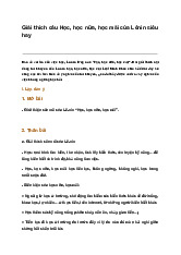 Giải thích câu Học, học nữa, học mãi của Lênin siêu hay