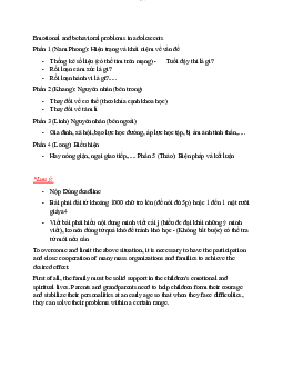 Emotional and behavioral problems in adolescents | Đại học Sư Phạm Hà Nội