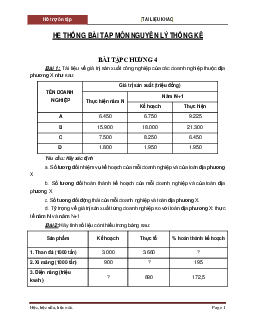 Hệ thống bài tập môn nguyên lý thống kê