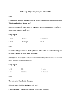 Giải Tiếng Anh 8 Unit 4: Speaking | Friends Plus