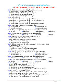 Trắc Nghiệm địa 10 bài 17: thổ nhưỡng quyển-các nhân tố hình thành thổ nhưỡng (có đáp án)