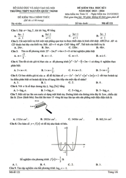 Đề học kì 1 Toán 12 năm 2023 – 2024 trường THPT Nguyễn Quốc Trinh – Hà Nội