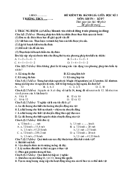 Đề thi giữa kì 1 Khoa học tự nhiên lớp 7 | Đề 7 | Kết nối tri thức