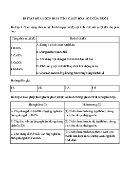 Bài tập hóa 9 bài 9: Tính chất hóa học của muối