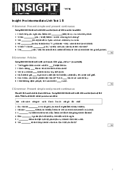 Insight Pre-intermediate Unit test 1B