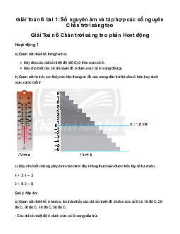 Giải Toán 6 Bài 1: Số nguyên âm và tập hợp các số nguyên sách Chân Trời Sáng Tạo