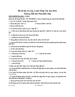 Đề thi học kì 2 lớp 4 môn Tiếng Việt năm 2014 Trường Tiểu học Phan Bội Châu