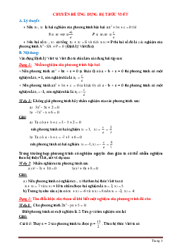 Chuyên đề ứng dụng hệ thức vi-ét toán lớp 9 (có lời giải)