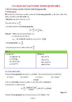 Các dạng bài tập về hiện tượng quang điện có lời giải và đáp án