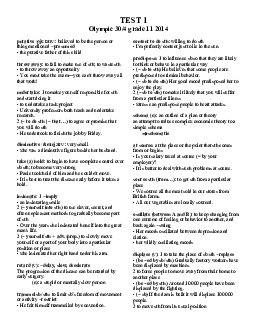 Vocabulary notes - Olympic 304 grade 11 2014