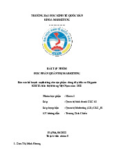 Báo cáo kế hoạch marketing cho sản phẩm dòng sữa hữu cơ OrganicKOITA trên thị trường Việt Nam năm 2022 | Môn Quản trị marketing - Đại học Kinh Tế Quốc Dân