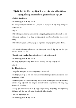 Giải Địa 10 Bài 26: Vai trò, đặc điểm, cơ cấu, các nhân tố ảnh hưởng đến sự phát triển và phân bố dịch vụ CD