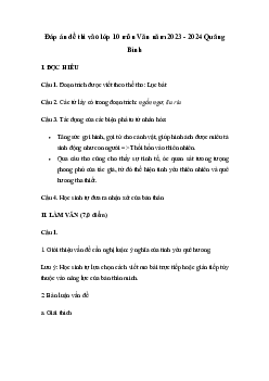 Đề thi vào 10 môn Ngữ văn năm 2023 - 2024 sở GD&ĐT Quảng Bình