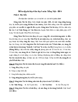 Phiếu bài tập ôn hè lớp 4 lên lớp 5 năm 2024 môn Tiếng Việt - Đề 4