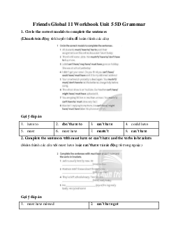 Giải Tiếng anh 11 Workbook Unit 5 5D Grammar | Friends Global