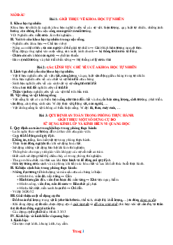 Bài ghi môn KHTN 6 bộ kết nối tri thức cả năm