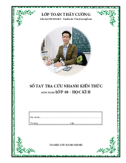 Sổ tay tra cứu nhanh kiến thức môn Toán 10 học kì 2 – Nguyễn Mạnh Cường