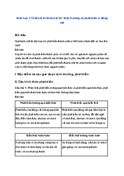 Sinh học 11 Kết nối tri thức bài 22: Sinh trưởng và phát triển ở động vật