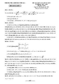 Đề thi thử vào 10 môn Toán năm 2021 – 2022 trường Khương Thượng – Hà Nội