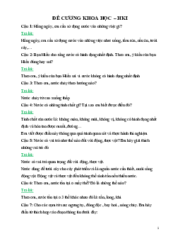 Đề cương ôn tập học kì 1 môn Khoa học 4 sách Cánh diều
