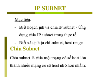 Slide bài giảng môn Kiến trúc máy tính nội dung về "IP Subnet" | Học viện Công nghệ Bưu chính Viễn thông