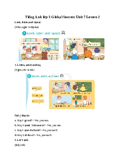 Tiếng Anh lớp 3 Global Success Unit 7 Lesson 2