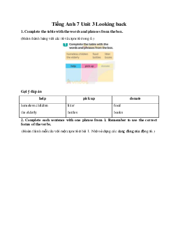 Tiếng Anh 7 Global Success Unit 3 Looking back