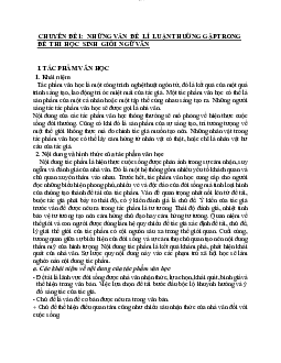 Chuyên đề 1: Những vấn đề lí luận thường gặp trong đề thi học sinh giỏi ngữ văn
