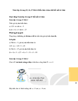 Toán lớp 4 Bài 4: Biểu thức chứa chữ Kết nối tri thức